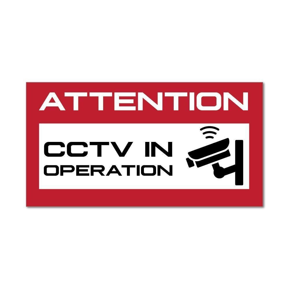 6X Attention Cctv In Operation Red Warning Sign Camera Security Car Sticker Decal