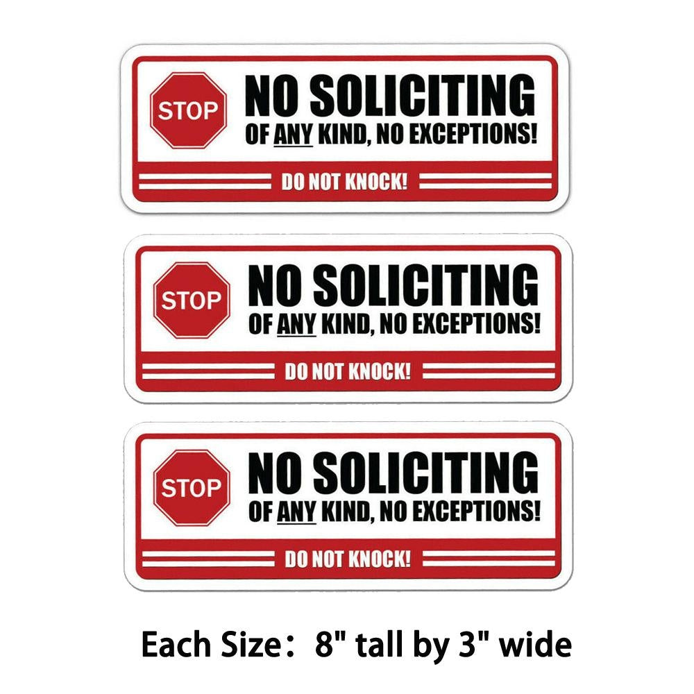 3X No Soliciting Sticker Window Vinyl Label Decal Home Knocking Notice Knock Door