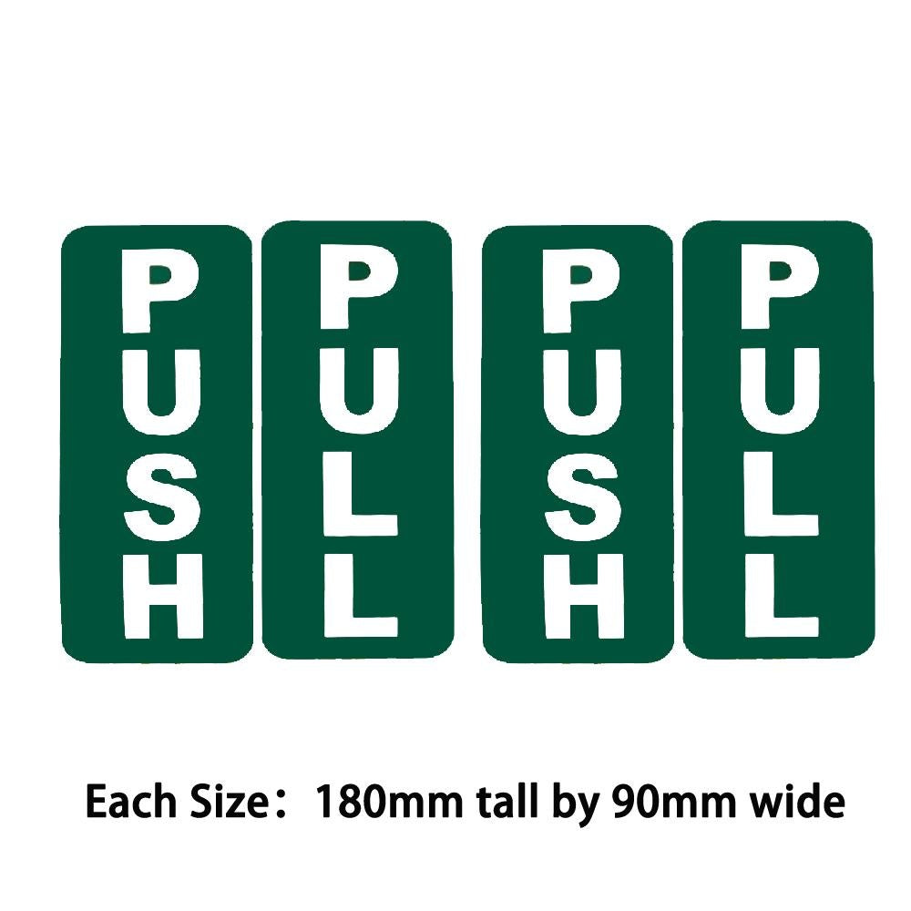 4X PUSH - PULL DOOR SIGN / STICKER SELF ADHESIVE Warning Sign Sticker Decal