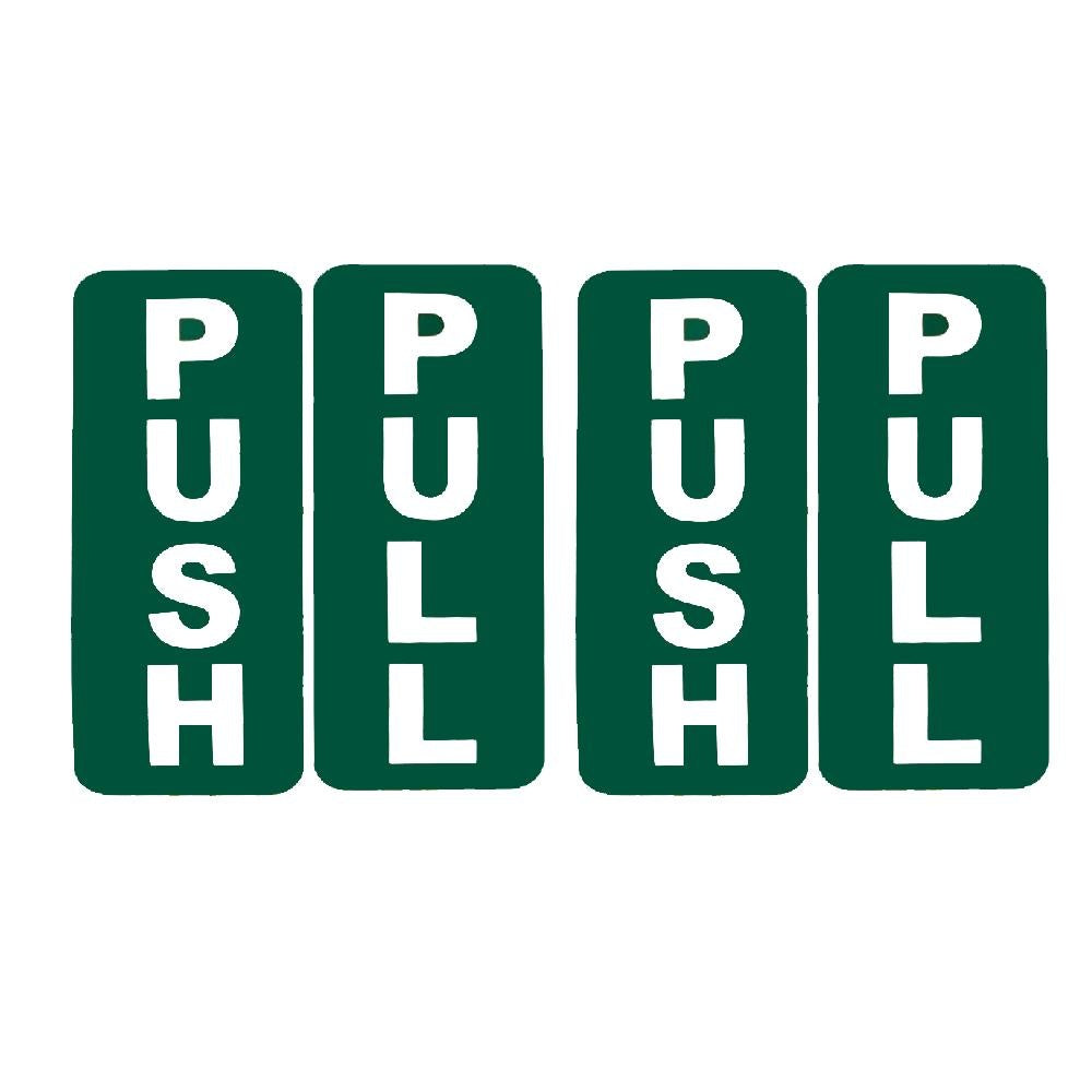 4X PUSH - PULL DOOR SIGN / STICKER SELF ADHESIVE Warning Sign Sticker Decal