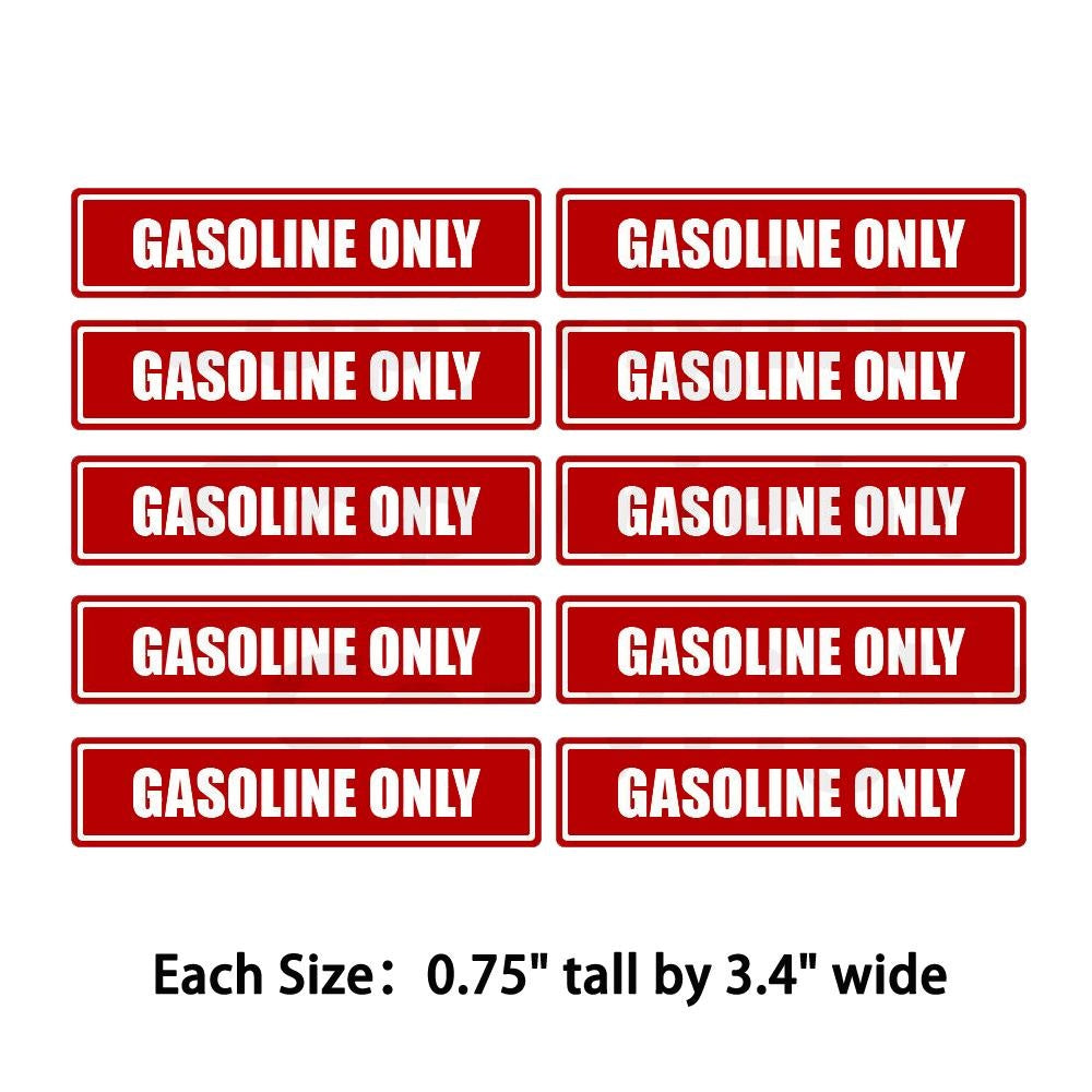 10X GASOLINE ONLY Warning Sticker Decal Labels- Gas Powered Items Warning Sticker Decal