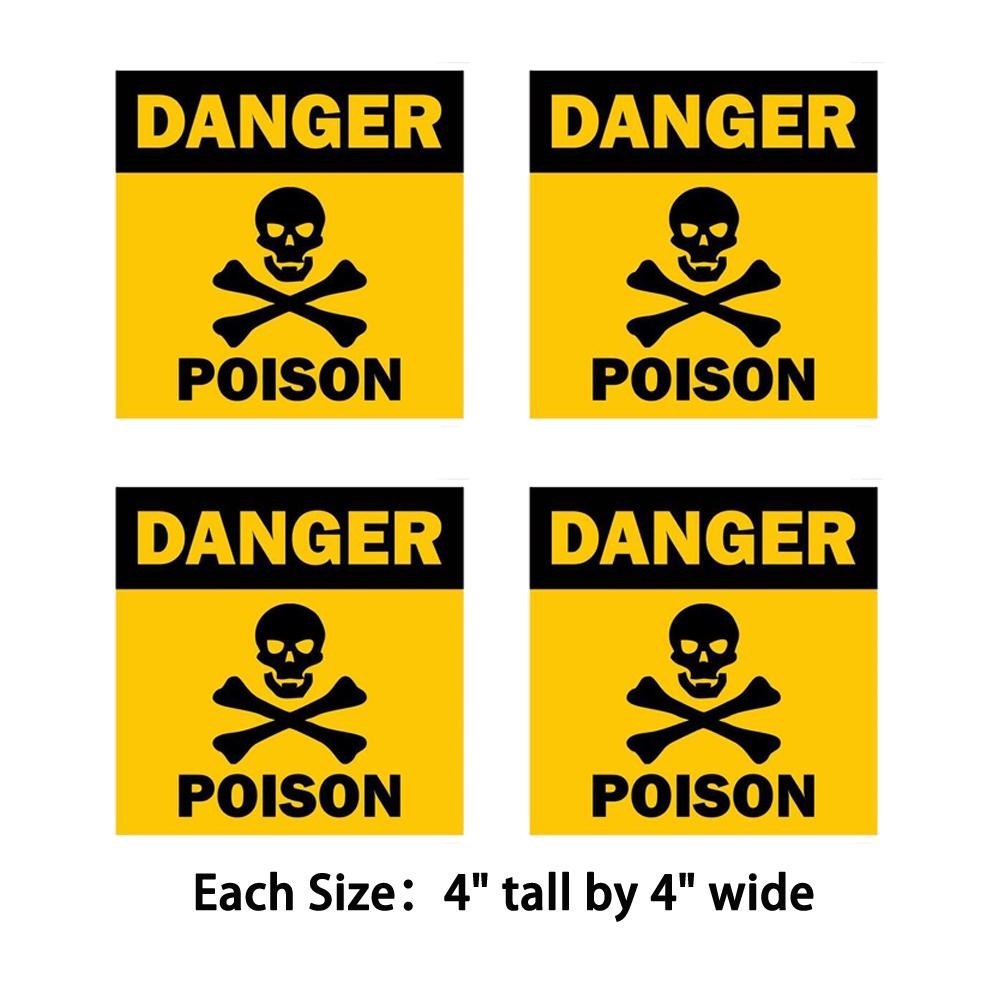 4X Sticker Tuning Decal Car Motorcycles Danger Warning Sign Poison Skull Bumper Warning Sign Sticker Decal