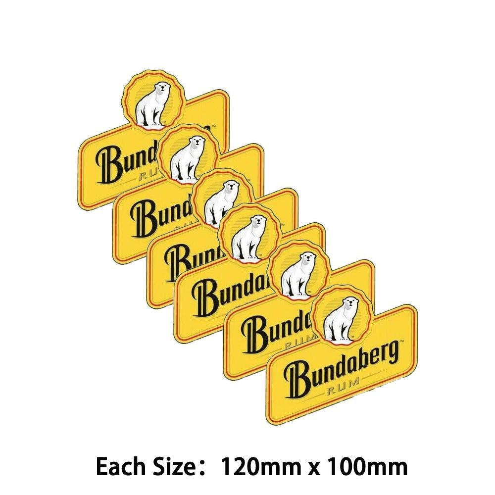 Pack of 6 120mmx100mm 120mmx100mm Bundaberg Rum Bundy Bear Stickers Camping Trailer Bar Fridge