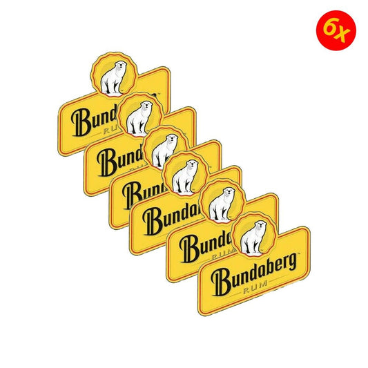 Pack of 6 120mmx100mm 120mmx100mm Bundaberg Rum Bundy Bear Stickers Camping Trailer Bar Fridge