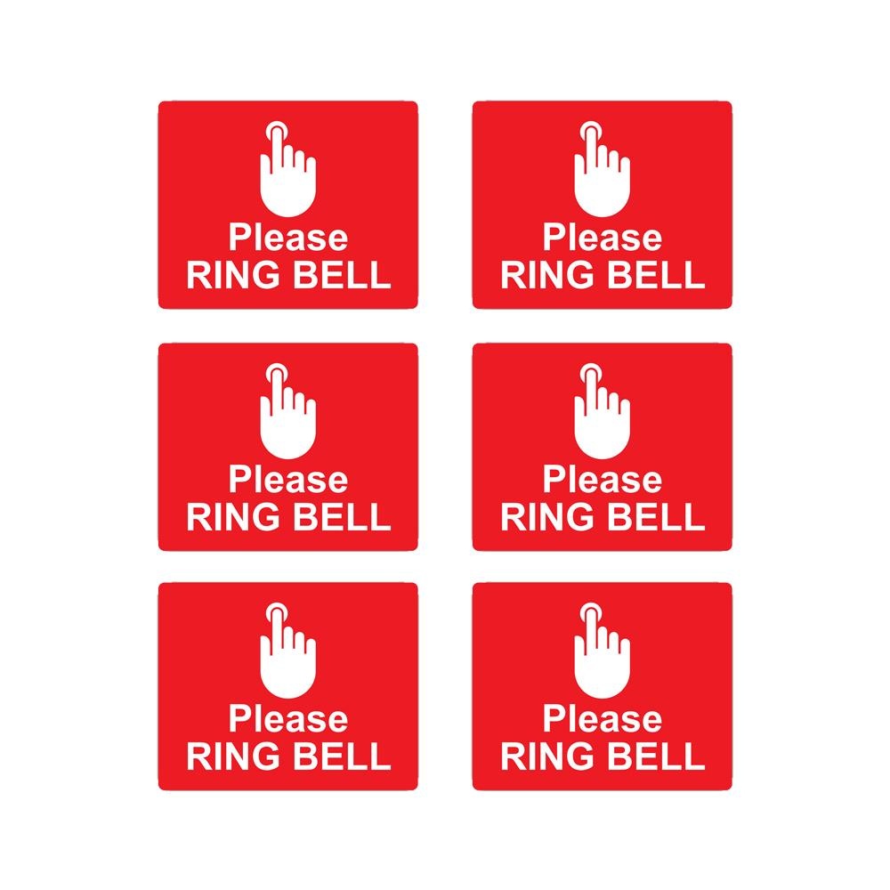 Pack of 6 150mmx100mm Please Ring Bell Sticker Decal Weatherproof courtesy for service warning