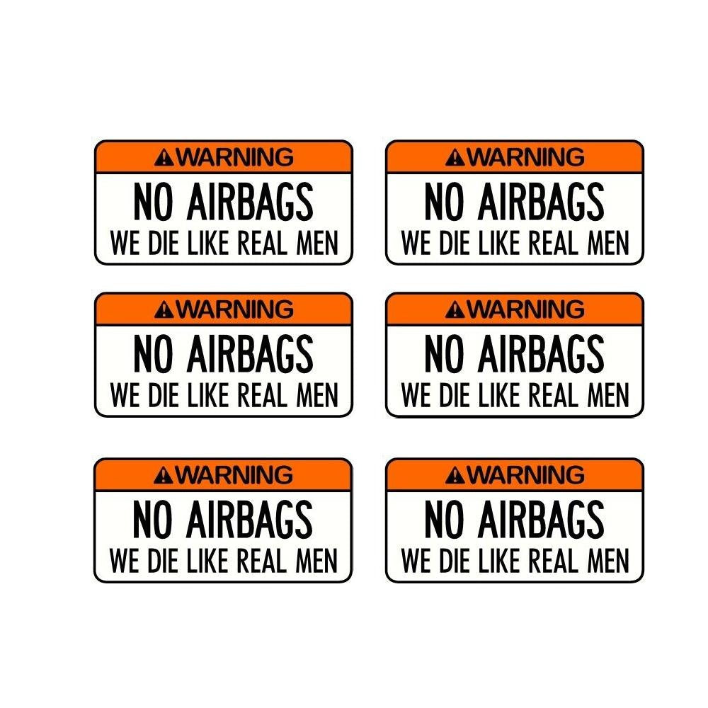 Pack of 6 100mmx52mm Warning No Airbags Sticker Decal Suits Drag Drift Race Rally Track Vintage Car