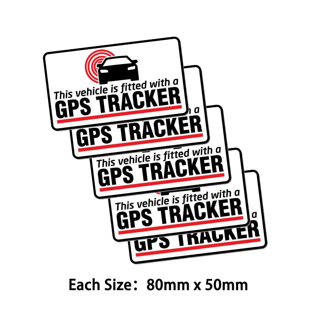 Pack of 5 80mmx50mm GPS Tracker Fitted Warning Sticker Decal Safety Sign Car Vinyl