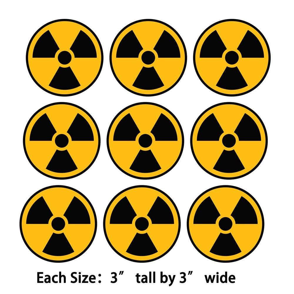 9X Nuke Radioactive Nuclear Radiation Warning Symbol Vinyl Sticker Car Truck Decal Warning Sign Sticker Decal