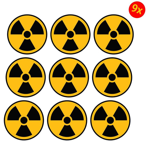 9X Nuke Radioactive Nuclear Radiation Warning Symbol Vinyl Sticker Car Truck Decal Warning Sign Sticker Decal