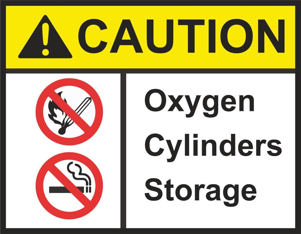 Pack of 8 84mmx75mm Oxygen Deposit Cylinder Warning Stickers