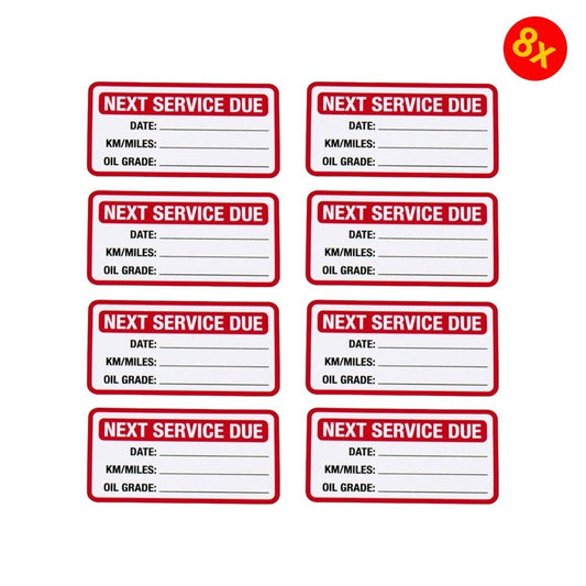 Pack of 8 100mmx45mm Next Service Stickers Car Van Truck Garage Oil Change Reminder