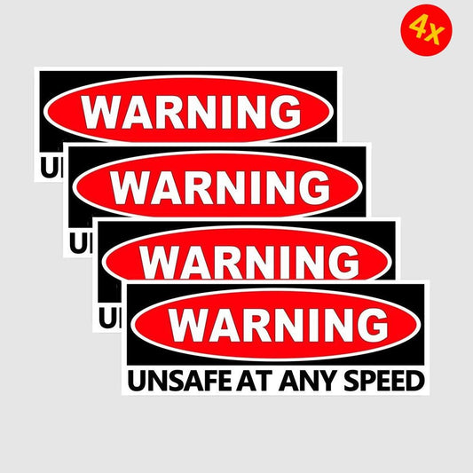 3X UNSAFE at Any SPEED RECTANGLE Warning Funny Sticker Mechanic Decal Car Truck