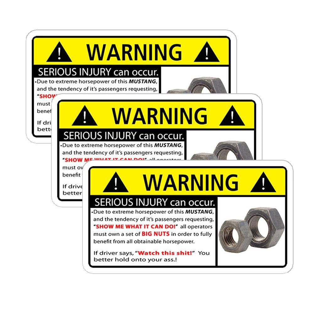 3X Funny SERIOUSINJURY Can Occur Extreme Horsepower Warning Sticker Car Vehicle Decal Graphic