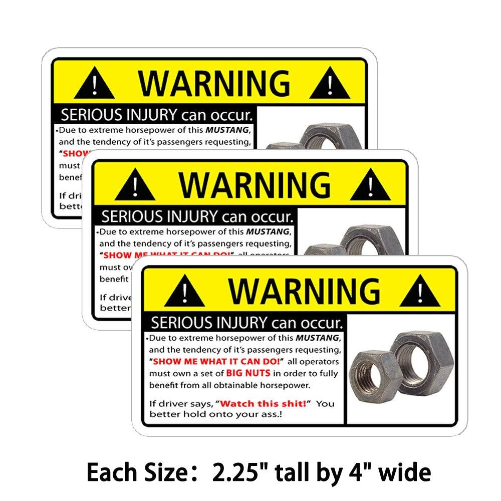 3X Funny SERIOUSINJURY Can Occur Extreme Horsepower Warning Sticker Car Vehicle Decal Graphic