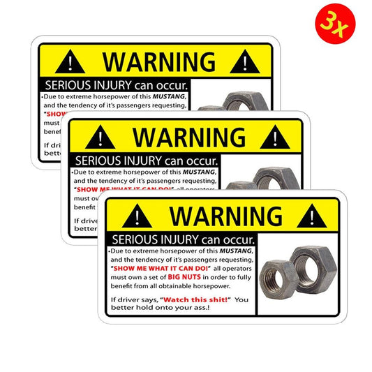 3X Funny SERIOUSINJURY Can Occur Extreme Horsepower Warning Sticker Car Vehicle Decal Graphic