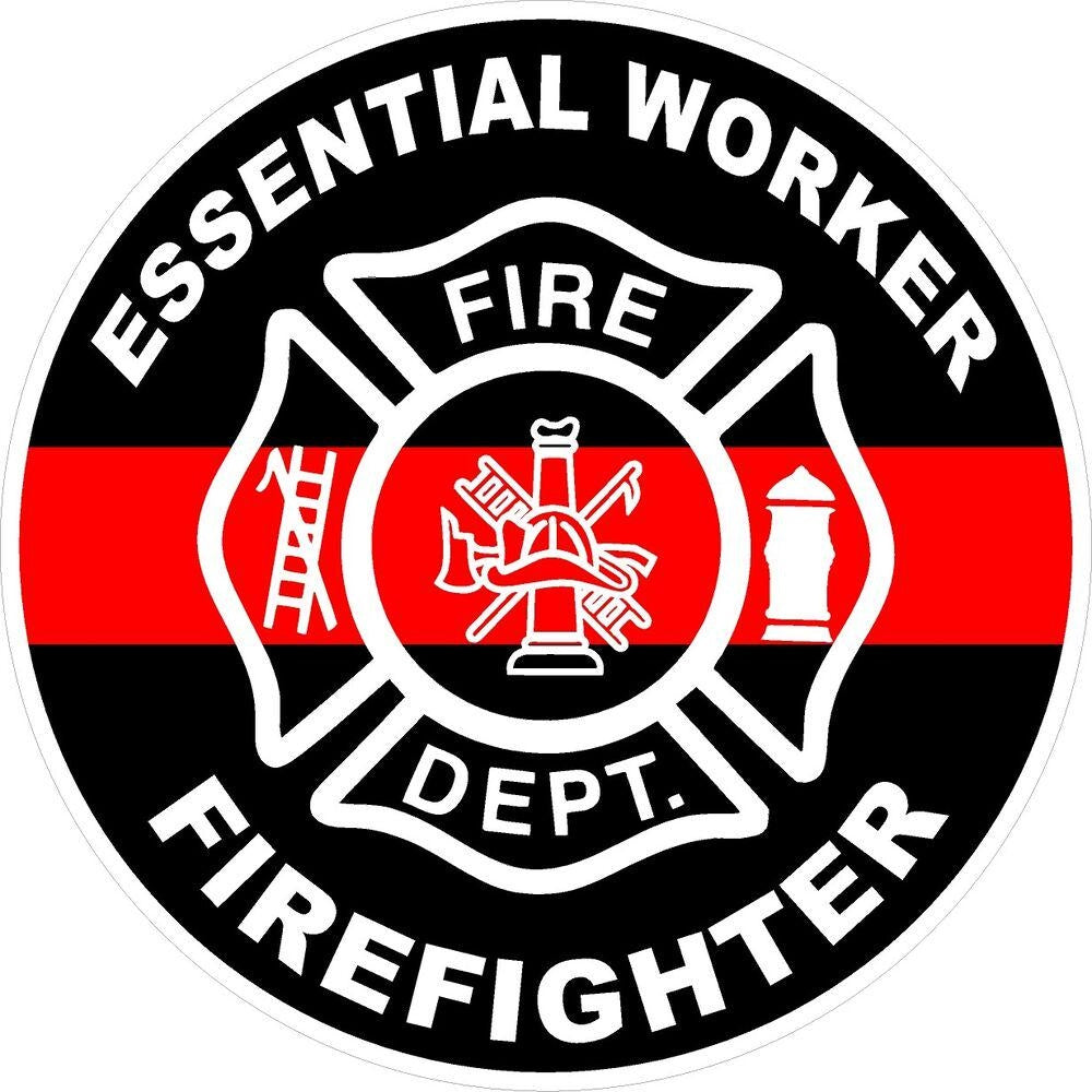 3X Essential Worker Firefighter Thin Red Line - Firefighter Decal Waring Sign Sticker Decal