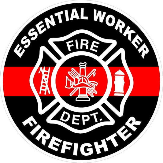 3X Essential Worker Firefighter Thin Red Line - Firefighter Decal Waring Sign Sticker Decal