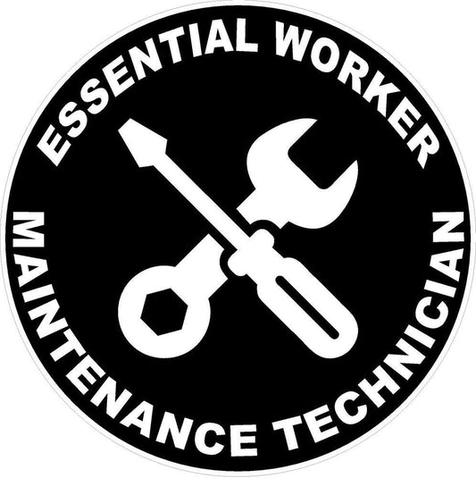 3X Essential Worker Maintenance Technician Decal Waring Sign Sticker Decal