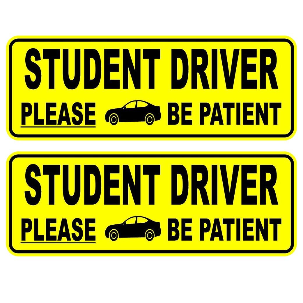 2X Student Driver Please Be Patient Car Bumper STICKER Decal 3"X9"
