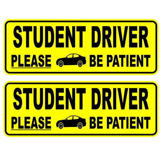2X Student Driver Please Be Patient Car Bumper STICKER Decal 3"X9"