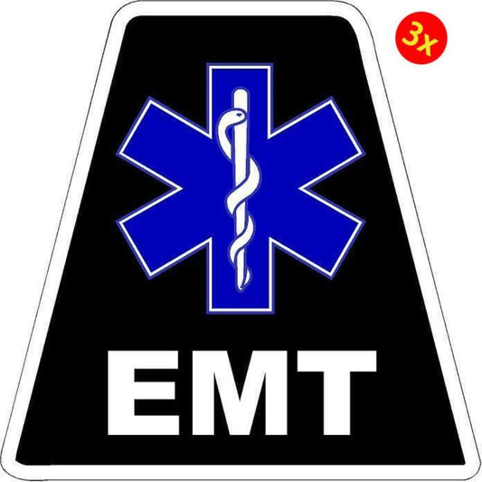 3X Black EMT HELMET TETS TETRAHEDRONS HELMET STICKER EMT