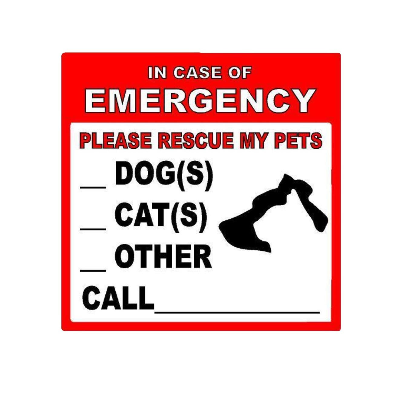 3X Pet Rescue Alert Decal Sticker for Window or Door