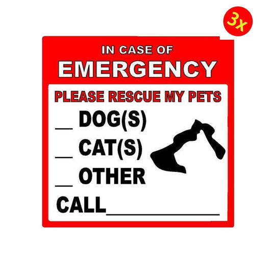 3X Pet Rescue Alert Decal Sticker for Window or Door