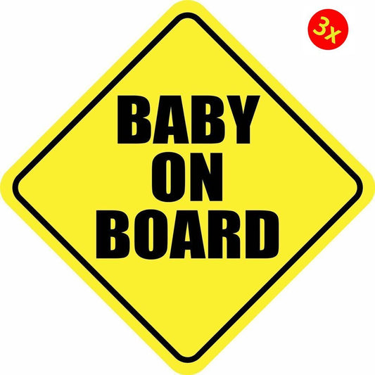 3X BABY ON BOARD STICKER DECAL Warning Sign Sticker