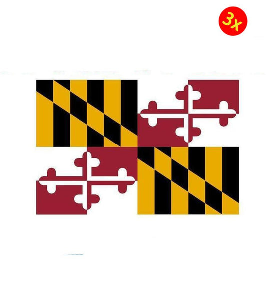3X MARYLAND STATE FLAG, STICKER, DECAL, state Flag of Maryland  VINYL