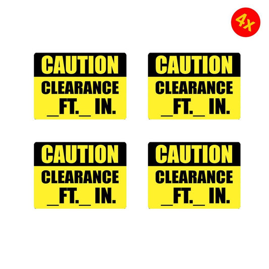 Pack of 4 75mmx45mm Clearance Height Sticker Decal Feet Danger Vinyl Warning Caution Truck Vehicle