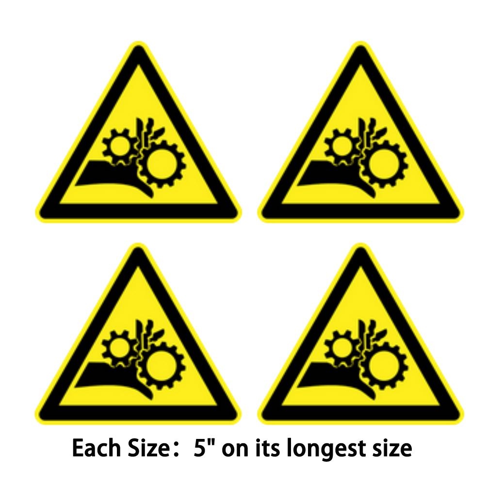 Pack of 4 70mmx50mm Mechanical Crush Hazard Danger Warning Sign Vinyl Decal Sticker