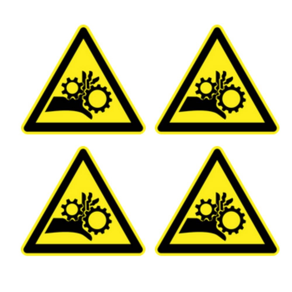 Pack of 4 70mmx50mm Mechanical Crush Hazard Danger Warning Sign Vinyl Decal Sticker