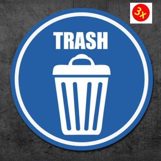 3x Trash / Sticker Trash Can Basket / Decal / Home Office / Weatherproof Vinyl
