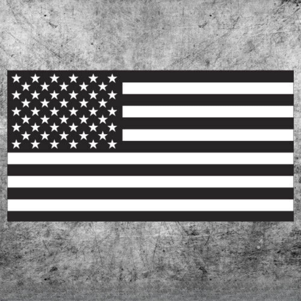 2x Black and White Flags Sticker Mirrored Decal Patriot American Veteran