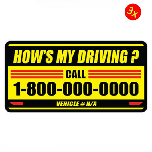 3X How's My Driving Sticker Truck Business Window Decal
