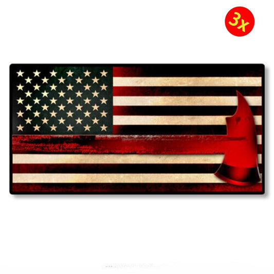 3X Firefighter Thin Red Line Flag Sticker Decal