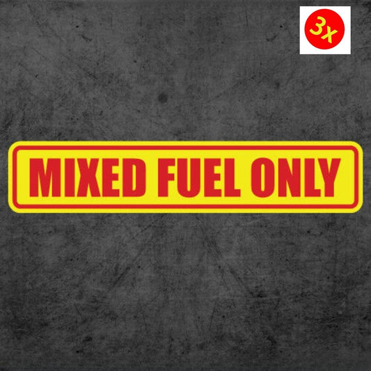 3X Mixed Fuel Only \ Tank \ Door \ Fuel \ Can \ Gas \ 8" \ Decal \ Sticker