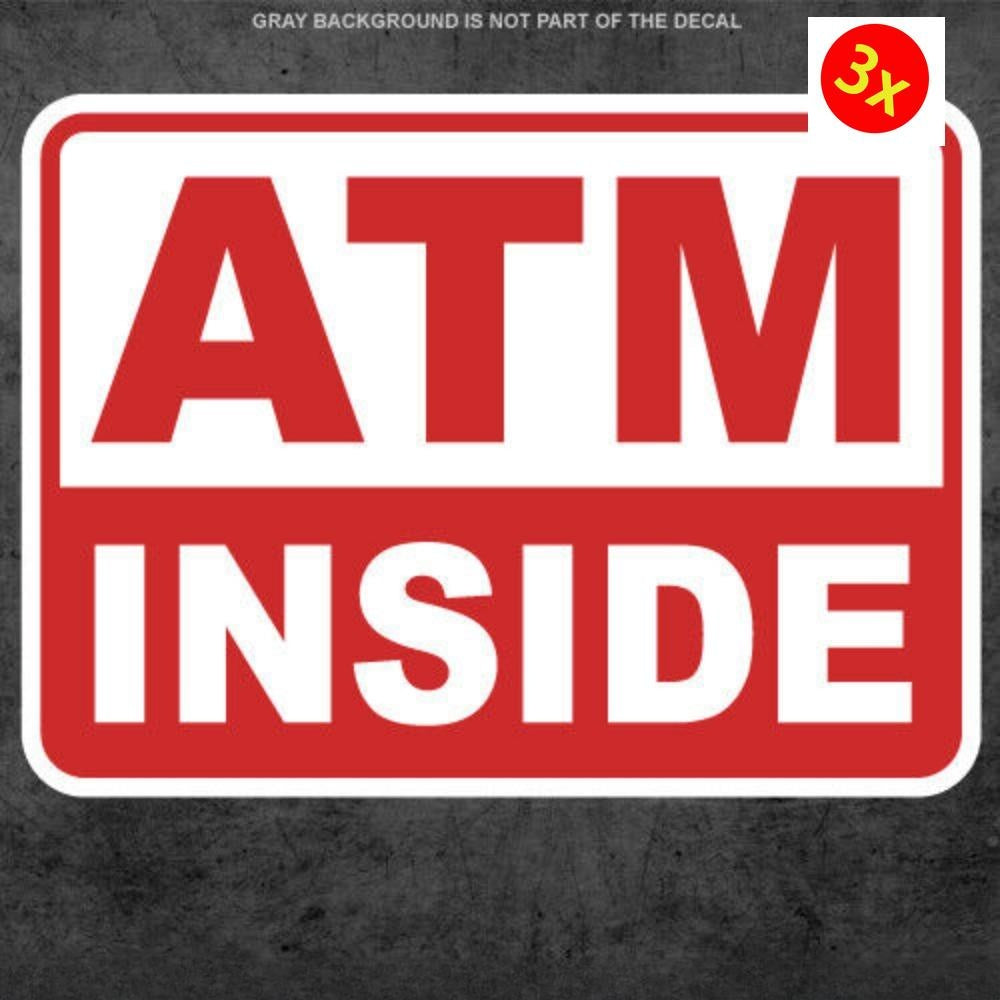 3X ATM Sticker Decal Business Cash Machine Store Window Money Debit Card