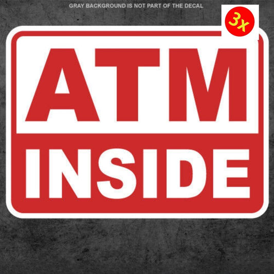 3X ATM Sticker Decal Business Cash Machine Store Window Money Debit Card
