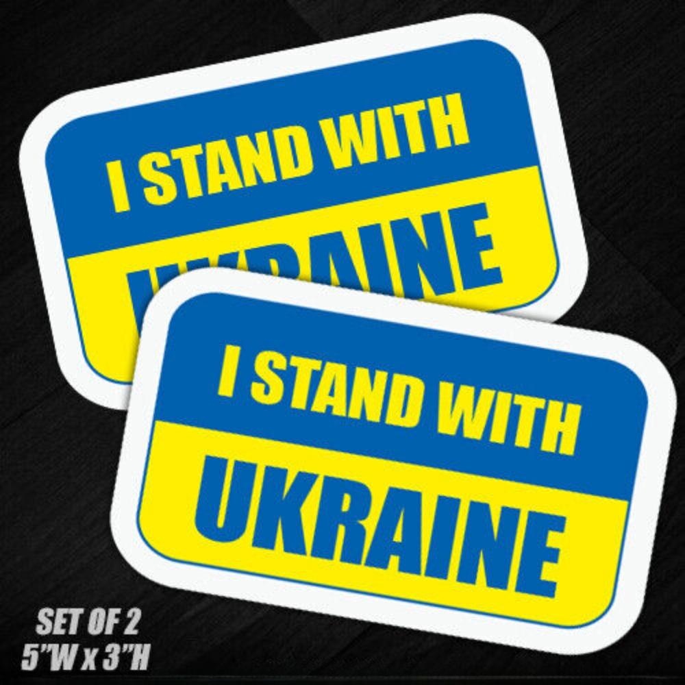 2X I Stand with Ukraine Sticker Flag Support Decal American Car Truck Decal Window