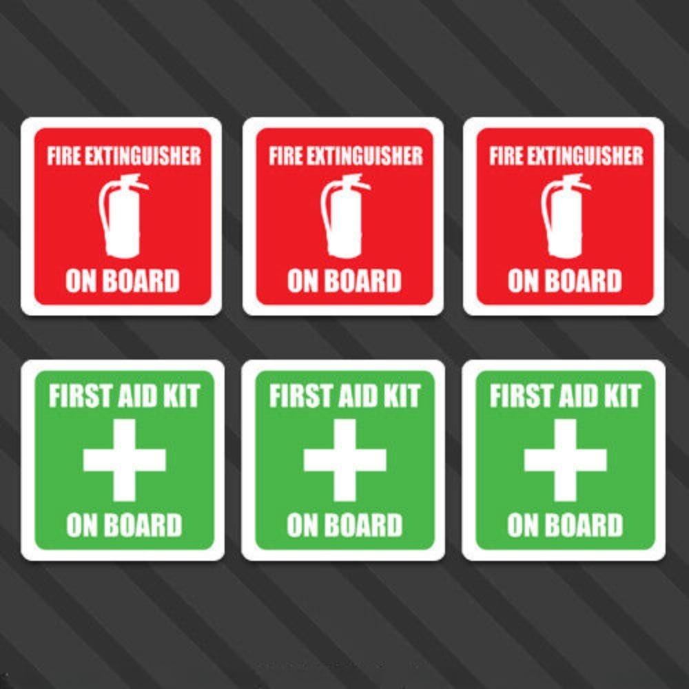 6x Fire Extinguisher First Aid Kit Sticker Medical Vehicle Emergency Decals