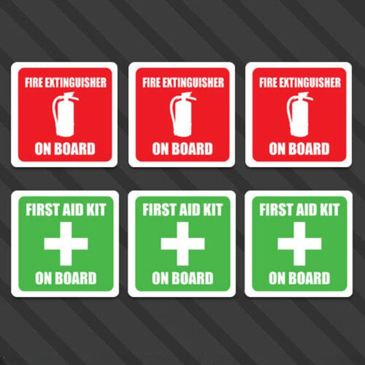 6x Fire Extinguisher First Aid Kit Sticker Medical Vehicle Emergency Decals