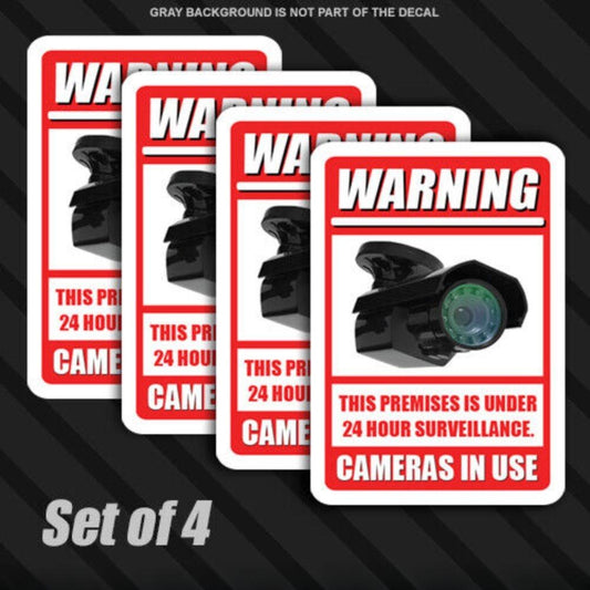 4 pack Security Camera Sticker Surveillance System CCTV Warning Video Decal