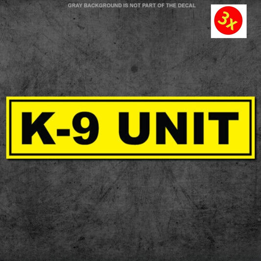 3X K9 Unit Sticker Caution K-9 Police Window Officer Enforcement Safety Dog