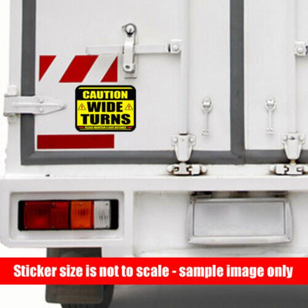 3X Wide Turns Sticker Truck Delivery Warning Driver Caution Vehicle Safety Notice