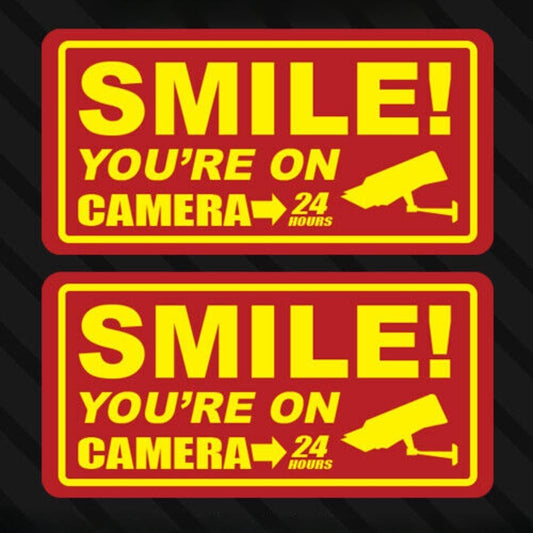 2x Camera Security Sticker Window Alarm Surveillance Home Caution Warning CCTV