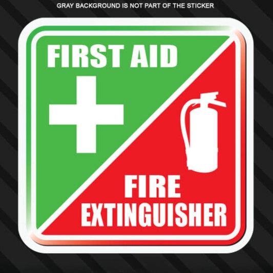 3X First Aid Fire Extinguisher Vinyl Sticker Decal Safety Emergency Kit Caution Decal