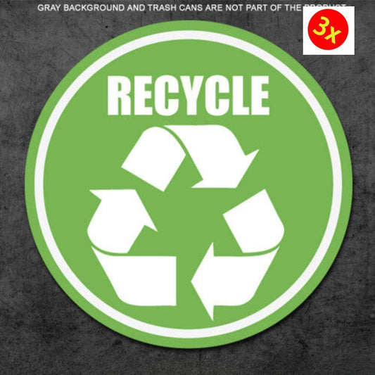 3X Recycle / Sticker Trash Can / Label / Home / Office / Weatherproof / Vinyl