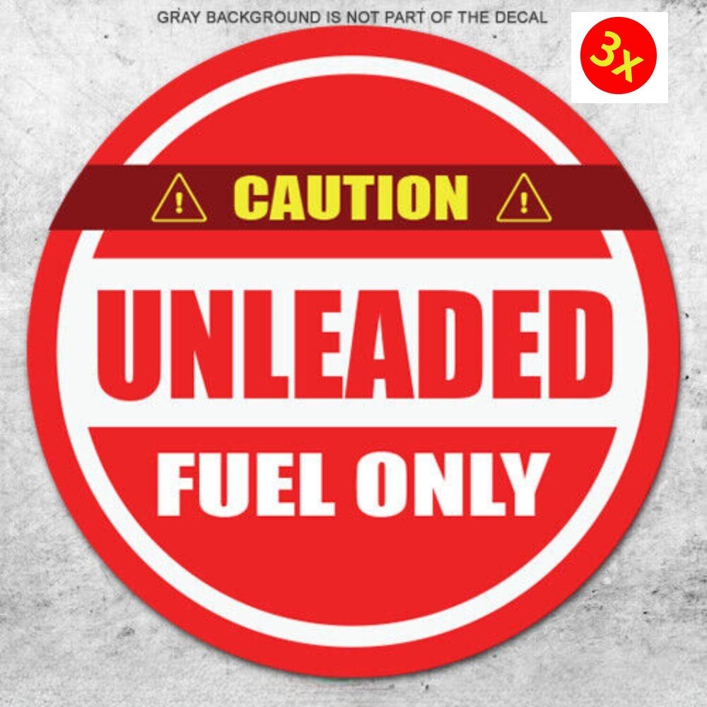 3X Unleaded Fuel Only Sticker Decal Gas Label Tank Vinyl Weatherproof Gas Diesel