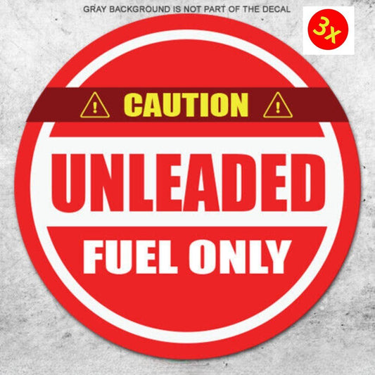 3X Unleaded Fuel Only Sticker Decal Gas Label Tank Vinyl Weatherproof Gas Diesel